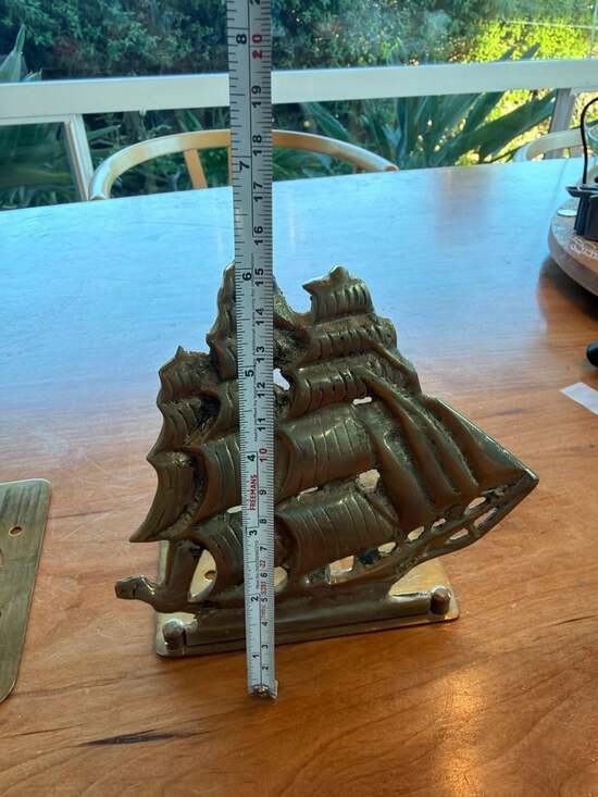 Vintage Brass Clipper Ship Bookends: Nautical Sailing Decor  Vintage Solid Brass Sailing Ship Bookends Nautical Clipper Ship Decor Set